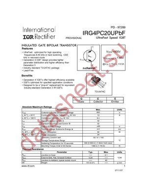 IRG4PC20UPBF datasheet  